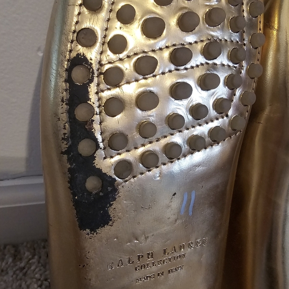 RALPH LAUREN Purple Label Made In Italy Gold Loafers Size 10B - Picture 8 of 10